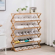 Waterproof X-Shaped Rak Kasut Kayu Bertingkat Tempat Letak Kasut Foldable Shoe Rack Organizer Retrac