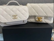 Chanel white caviar calfskin mini business affinity 迷你郵差包