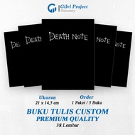 Buku Tulis Sekolah Custom Tema DEATH NOTE Bergaris 38 Lembar 1 Pak Isi 5 Buku/ Buku Tulis Anime/ Buk