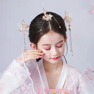 Hiasan Kepala Dinasti Han Pakaian Xiuhe Kostum Kuno Chinoiserie Gaya Etnik Jepit Rambut Rumbai Perhi