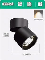 文記 - 可調角度led筒燈（可旋轉摺疊【精砂黑】10W三色變光）#M288004229