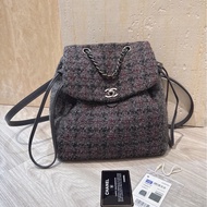 Chanel 灰毛呢雙肩包