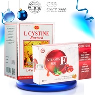 Combo L cystine Rostex and Red Vitamin E helps reduce hair loss and beautify skin (1H L cystine 60v,
