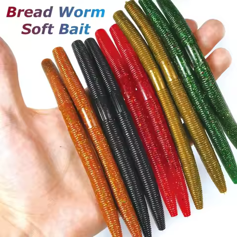10pcs 10cm 14cm Senko Worm Soft Bait Earthworm Salt Scent Infused Realistic Wriggle High-Elastic Sof