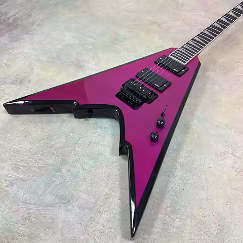 US Warehosue Purple Jackson Flying V Electric Guitar With Floyd Rose Tremolo Electric Guitar-Themed 