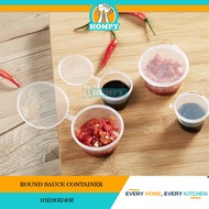 1oz / 2oz / 4oz PP Sauce Container / Round Disposable Plastic Food Container Hinged Lid 50 pcs/100pc