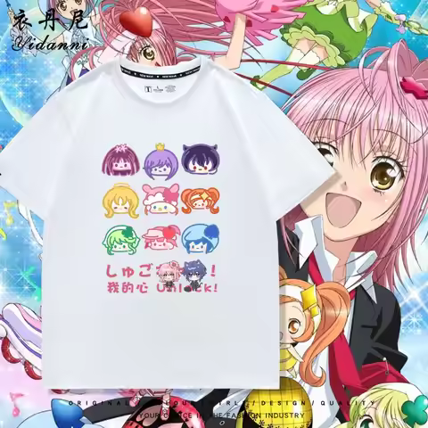 Shugo Chara Anime Ran Daiya Hinamori Amu Cosplay Unisex T-shirt Summer Pure Cotton Short Sleeve Clot