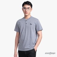 GALLOP : เสื้อยืดคอกระดุม T-SHIRT (Henley neck) รุ่น GT9151 สี Heather Grey - เทาท๊อปดาย / ราคาปรกติ