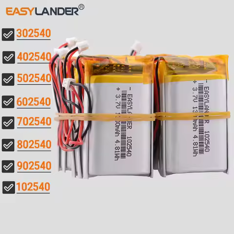 10pcs/Lot JST1.25 2Pin 602540 3.7V 600mAh Lithium Li-ion Polymer Battery 302540 402540 502540 102540