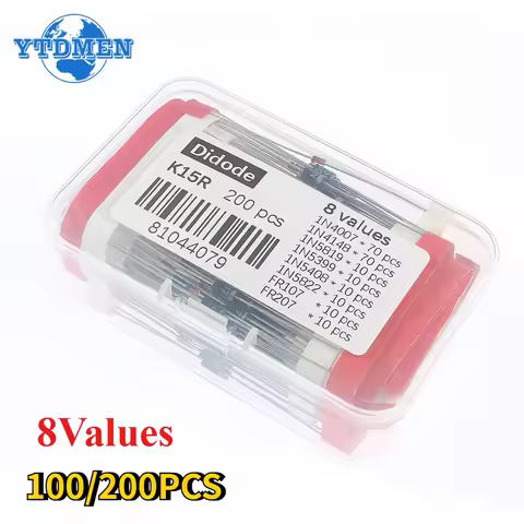 100-200pcs Rectifier Schottky Diode Kit 1N4007 1N4148 1N5408 1N5819 1N5822 1N4001 1N4004 1N5404 FR10