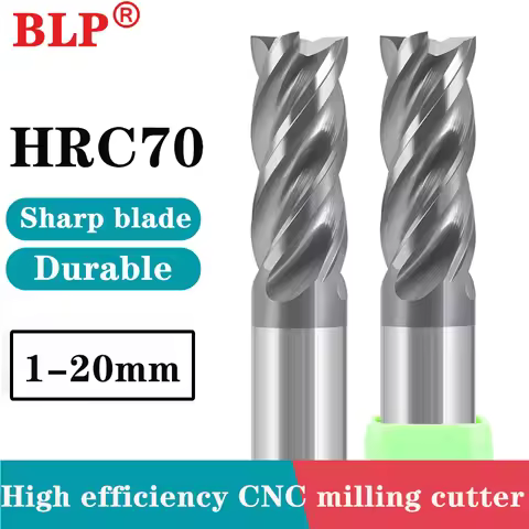 HRC70 4-Flute Tungsten Steel Carbide Nano Coating Flat Bottom Milling Cutter CNC Mechanical Metals M