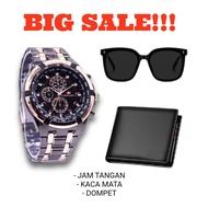 JAM TANGAN RANTAI PRIA TALI RANTAI SPORT BONUS KACAMATA & DOMPET TERLARIS-JAM TANGAN PRIA RANTAI STA