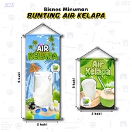 🌴FREE DESIGN🌴 Bunting Air Kelapa - Tebal / Kalis Air / Lasak - Peniaga Penjual Air Balang (A1-BA008)