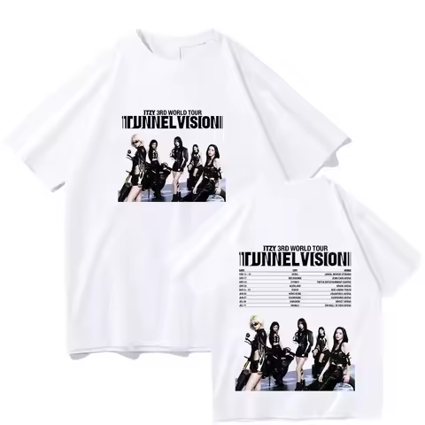 ITZY 3Rd World Tour Print T Shirt New Fashion Kpop Men Women Streetwear Casual Breathable Cotton Tee