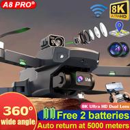 5000 meters automatic return⚡A8 Drone Pro Drone with camera Dual cameras Free 2 batteries 8K Ultra HD Automatic Obstacle Avoidance Drone camera for vlogging Drones Drone camera Drone 8k hd camera Drones with long range 8k Drone with hd camera original