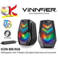 VINNFIER ICON 800 RGB / ICON 808 BTR (BLUETOOTH) USB POWERED 2.0 RGB PORTABLE SPEAKER WITH SLEEK EXT