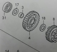 เฟืองตามเกียร์1/34ฟันHONDA WAVE 100110Sดรีม100ไนท์100-110(หมายเลข4ในสมุดภาพอะไหล่)1ชิ้น