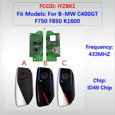 CN006141 Only PCB OEM 4Buttons Smart Remote Key FCC IYZBK1 ID49Chip 433MHz Keyless Go For B-MW X1/iX