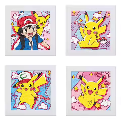 Keeppley&Pokemon Kawaii Pikachu Crystal Diamond Frame Decorative Painting 5D DIY Cross Embroidery Ki