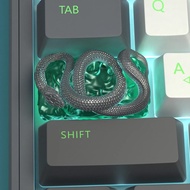 keycaps artisan keycap Green Snake Keycap Resin Mechanical Keyboard Unique Keycap 1.75u Keycap Boy B
