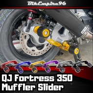 QJ Fortress 350 Adjustable Exhaust Slider Aluminum Slider with Axle Cap Muffler Slider QJ Motorcycle