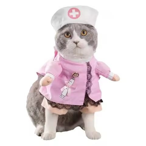 for Cat Nurse Costume Pet Nurse Clothes Halloween Christmas Outfit Holiday Appar