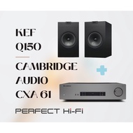 KEF Q150 Bookshelf Speaker Without Grille 1 Pair + Cambridge Audio CXA61 60 Watts Built in Bluetooth Integrated Stereo A