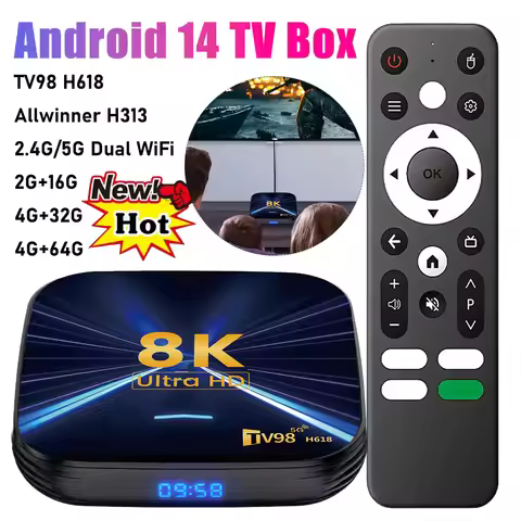 TV Box Android 14 2.4G/5G Dual WiFi Media Player Set Top Box Android Box with Remote Android 14 TV B