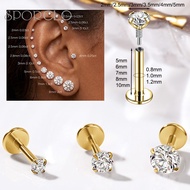 SOPRCLO 316L Stainless Steel Earring 2/2.5/3/3.5/4/5mm Crystal Stud Earring 1 Pc 16G/18G/20G Lip Pie