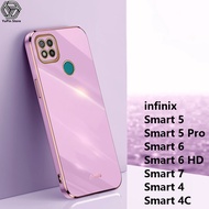 YuPin เคสโทรศัพท์ปิดขอบตรงสำหรับ Infinix Smart 5 /Smart 6 /Smart 7 /Smart 6 Hd/smart 5 Pro/ Smart 4 / 4C ฝาหลังโทรศัพท์ซองนุ่มกันกระแทกที่มีสีสันและเงางาม