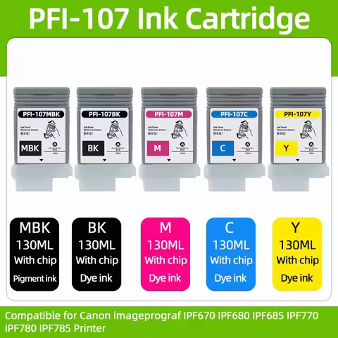 130ML PFI-107 PFI107 PFI 107 InkJet Ink Cartridge Compatible For Canon IPF670 IPF685 IPF780 IPF770 I