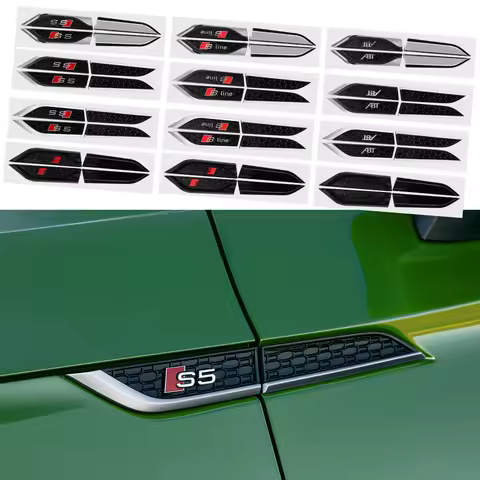 2Pcs ABS Car Body Fender Side Wing Emblem Sticker Auto Accessories For Audi A3 A4 A1 A6 B8 C6 Q6 8P 