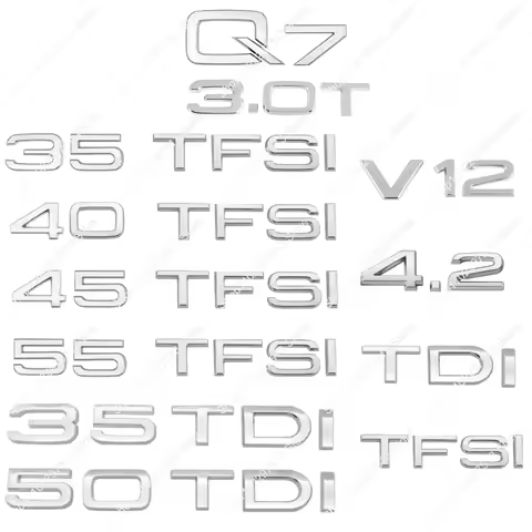 3D Silver ABS Letters Q7 35 40 45 55 TFSI 35 50 3.0 V12 TDI 2.0T 4.2 Emblem For Q7 series Car Body F