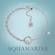 Mizuchol-กำไลเงินแท้ชุบทองคำขาว Blue Ocean Bracelet - พลอย Aquamarine