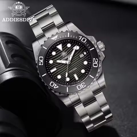 ADDIESDIVE 41mm Men's Watch 3D Desert Texture AD2537 Quartz Wristwatch Stainless Steel Calendar Lumi