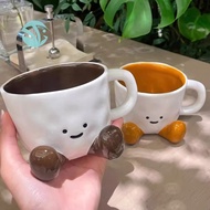 Cute Cartoon Footprint Ceramic Coffee Mug For Kids Comfortable Ergonomic Handle Design. Kids' Breakf