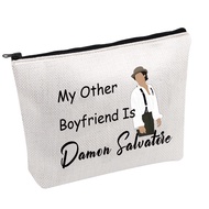 Vampire Fandom Cosmetic Bag My Other Boyfriend is Damon Salvatore Zipper Pouch Makeup Bag Vampire Fa