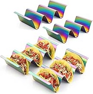 Taco Holder Set of 4 Titanium Plated β Taco Stand for 3 Tacos, Soft Taco Shell Holder, Vibrant Tray