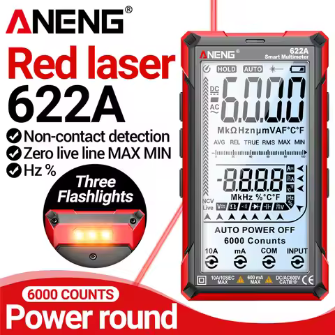 ANENG 622A Infrared Laser Multimeter 10A NCV Tester 6000 Counts Meter Auto Multitester Diode Analog