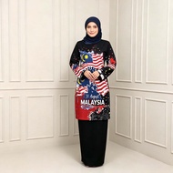 Kurung 2-Piece Muslimah Dress - Long Sleeves, Straight Cut with Charming Print | Perfect for Raya & 