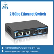 TEROW 9/6 Port 2.5G Gigabit Ethernet Network Switch Non POE 10GB SFP Connector For Wifi router wirel