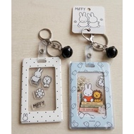Miffy Polkadot Acrylic Card Holder with Keychain Bell Charm Cute Kpop Photocard Sleeve Student ID Ba