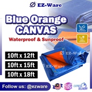 Blue Orange Canvas 10x12/10x15/10x18 Waterproof Canopy Canvas Tarpaulin Kanvas Khemah Kolam Tutup Ke