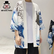 Men Kimono Cardigan Thin Men Japanese Obi Male Yukata Mens Haori Japanese Samurai Clothing Tradition