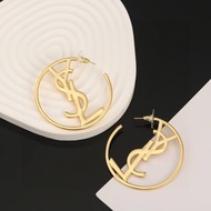 Large Circle Letter Brass Earrings 1X5K