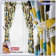 Ready- Gorden Jendela Aesthetic Kamar Tidur Gorden Jendela Minimalis Custom Hordeng Motiv Ruang Tamu