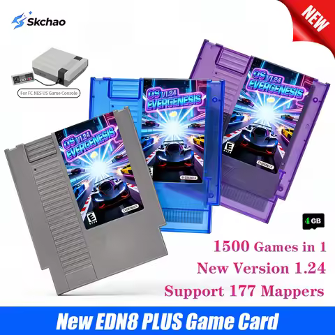 New EDN8 Plus Game Cartridge OS V1.24 Flash Card Support 177 Mappers with 1500 Games for FC NES US V