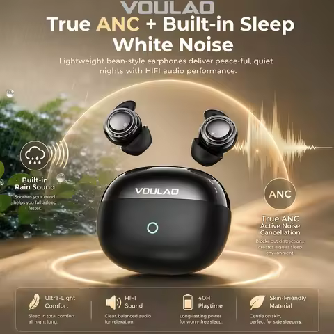 VOULAO VL2 Wireless Headphones Low Latency Comfort In-Ear Earbuds ANC Soft Wireless Bluetooth Earpho