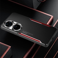 Huawei P50 / Huawei P50 Pro Case RUILEAN Electroplated Metal Back Panel + Soft TPU Bumper Double Sho