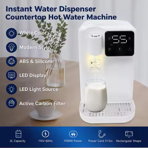1700W White Instant Hot Water Dispenser,3L Desktop Instant Hot Water Dispenser, Desktop Water Dispen